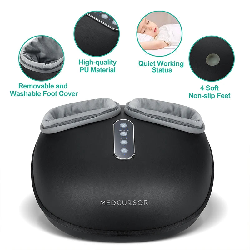 Medcursor Foot Massager Heating Therapy Shiatsu Deep Kneading Roller Muscle Relaxation Pain Relief Electric Foot Massage Machine