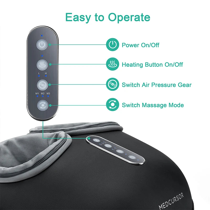 Medcursor Foot Massager Heating Therapy Shiatsu Deep Kneading Roller Muscle Relaxation Pain Relief Electric Foot Massage Machine