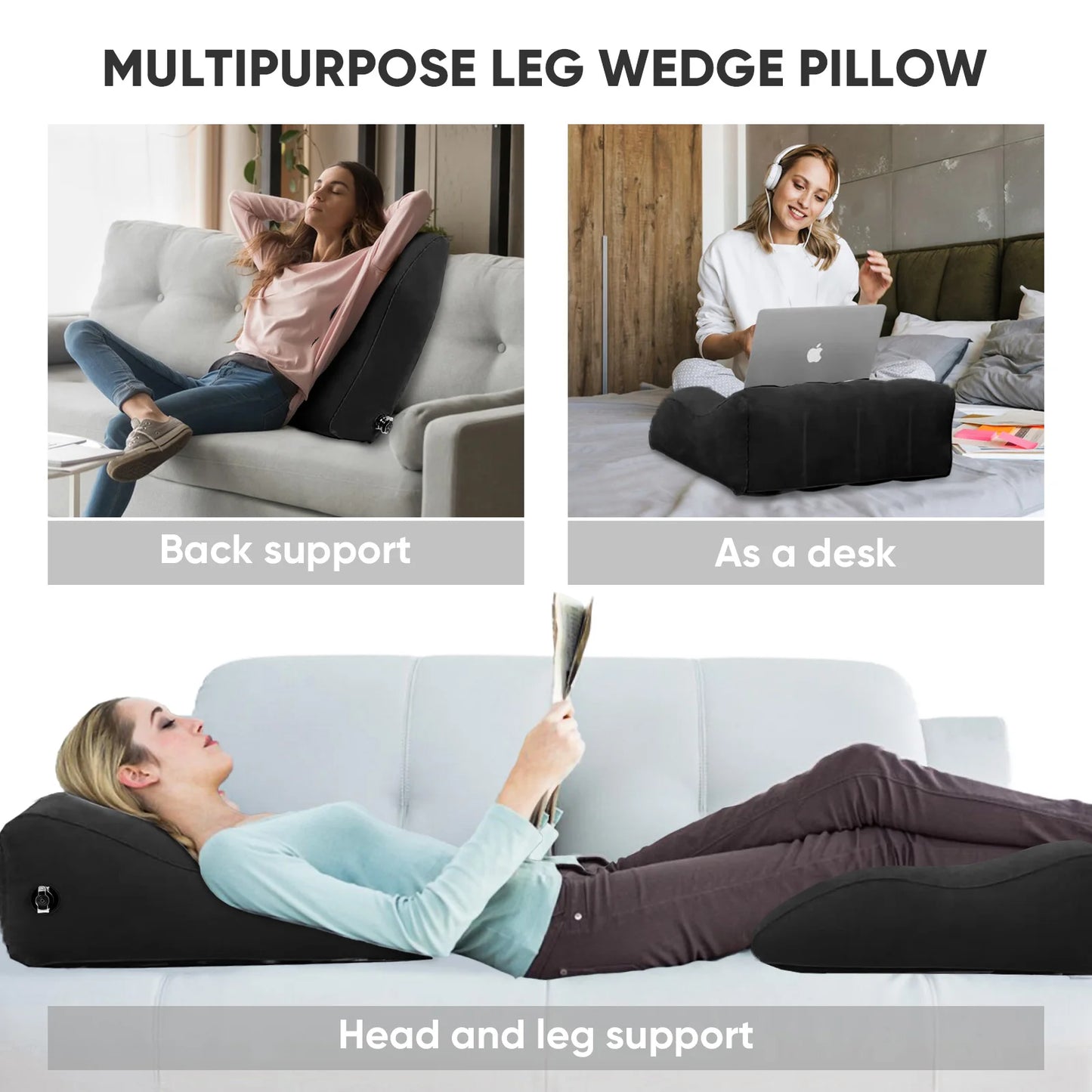 Leg Elevation Pillows,Inflatable Leg Pillows for Swelling, Portable Wedge Pillow for Improve Circulataion and Reduce Swelling